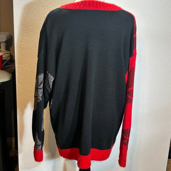 Holiday Time Xmas Cardigan Sweater XL Ugly Christmas Tree Lights Pom NWT - Picture 2 of 7